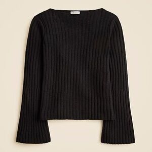 J. crew black ribbed boat neck sweater
